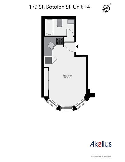 Floor plan for studio, 1 bath, 271 sqft